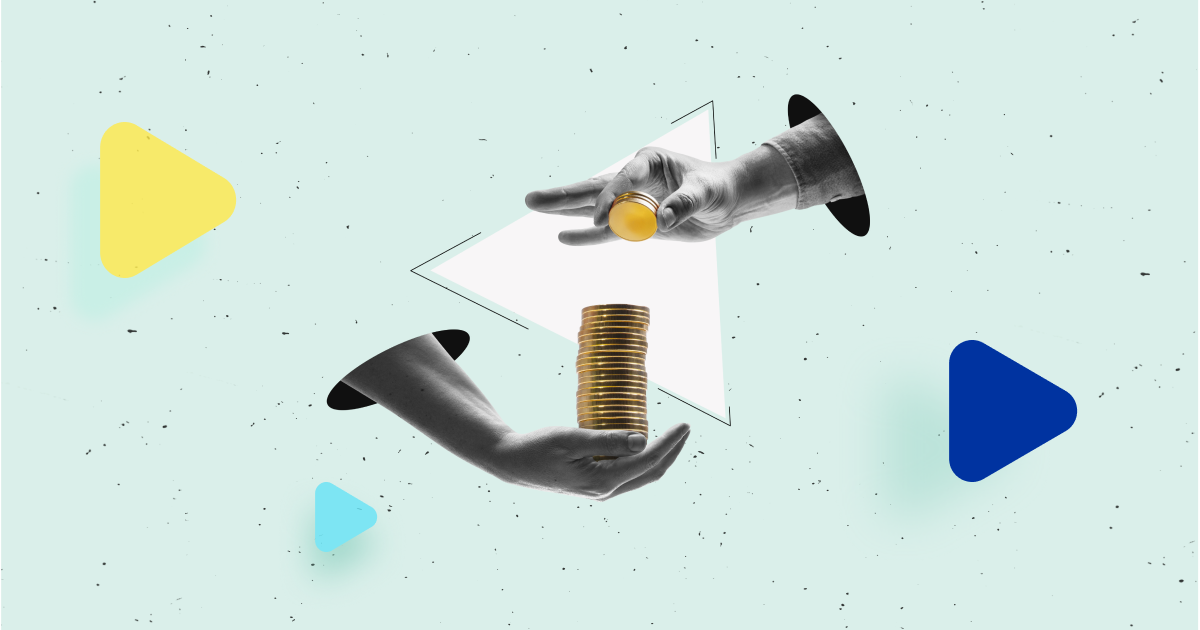 Ilustración de dos manos entregándose monedas, representando ahorro entre personas y Estado